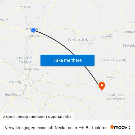 Verwaltungsgemeinschaft Neckarsulm to Bartholomä map