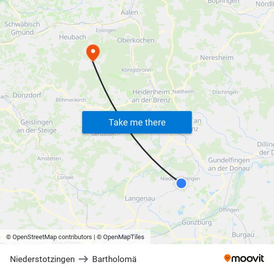 Niederstotzingen to Bartholomä map