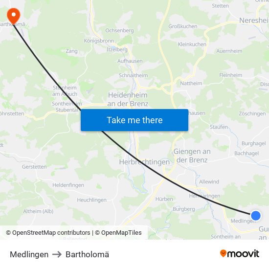 Medlingen to Bartholomä map