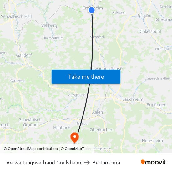 Verwaltungsverband Crailsheim to Bartholomä map