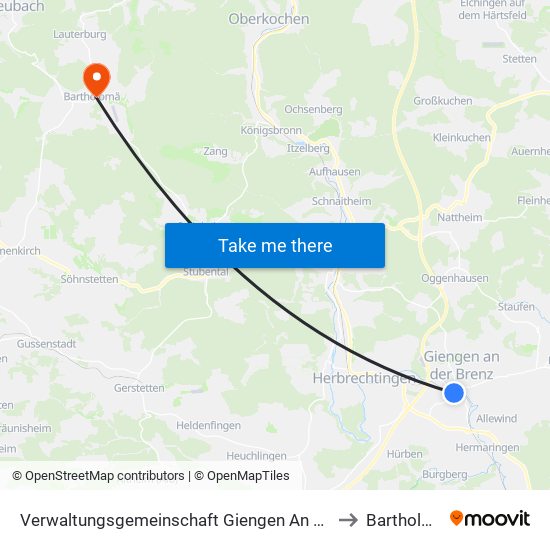 Verwaltungsgemeinschaft Giengen An Der Brenz to Bartholomä map