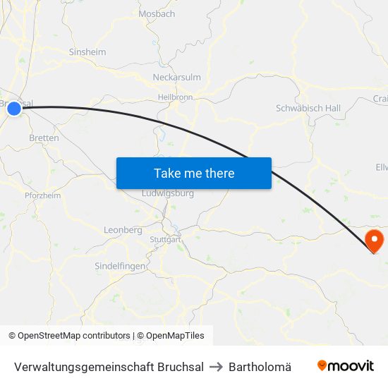 Verwaltungsgemeinschaft Bruchsal to Bartholomä map