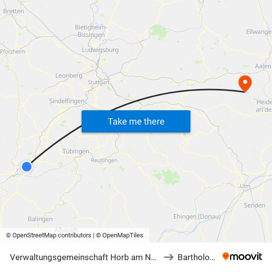 Verwaltungsgemeinschaft Horb am Neckar to Bartholomä map