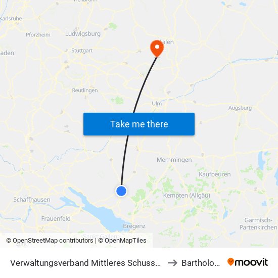 Verwaltungsverband Mittleres Schussental to Bartholomä map