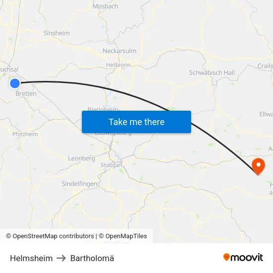 Helmsheim to Bartholomä map
