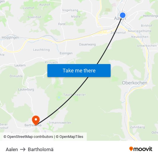 Aalen to Bartholomä map