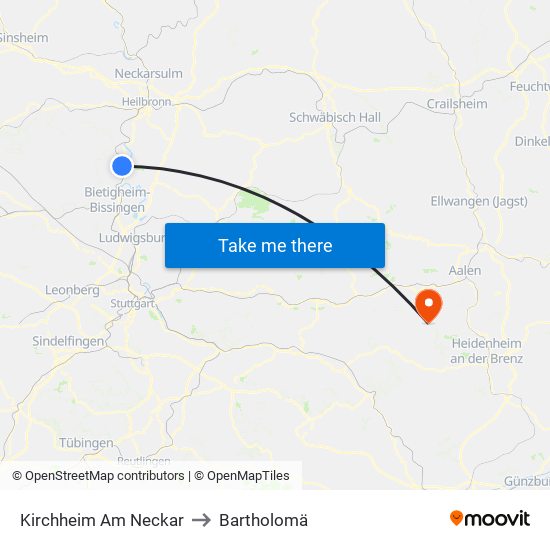 Kirchheim Am Neckar to Bartholomä map