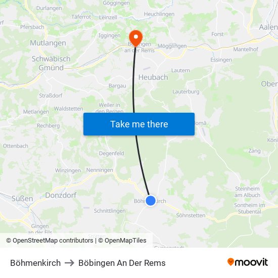 Böhmenkirch to Böbingen An Der Rems map