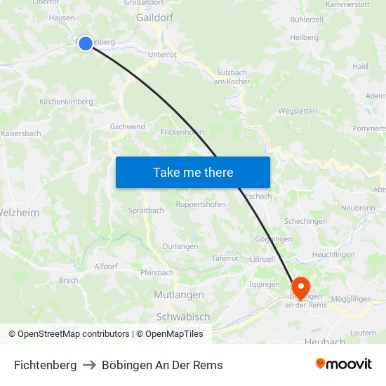 Fichtenberg to Böbingen An Der Rems map