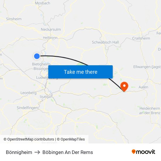 Bönnigheim to Böbingen An Der Rems map