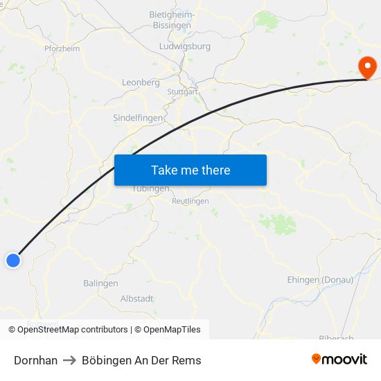 Dornhan to Böbingen An Der Rems map
