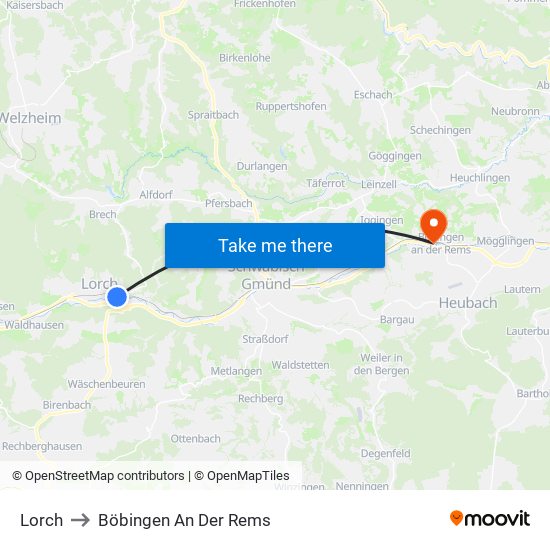 Lorch to Böbingen An Der Rems map
