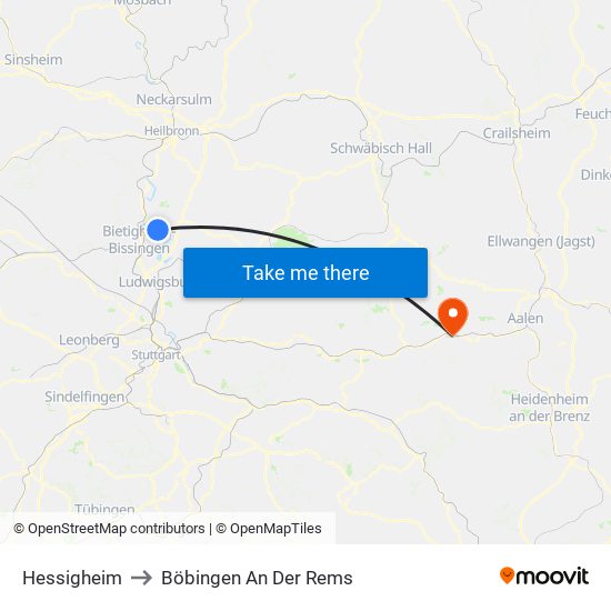 Hessigheim to Böbingen An Der Rems map