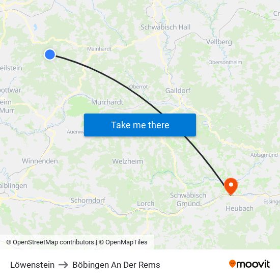 Löwenstein to Böbingen An Der Rems map