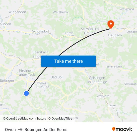 Owen to Böbingen An Der Rems map