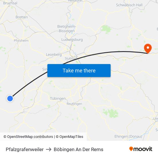 Pfalzgrafenweiler to Böbingen An Der Rems map