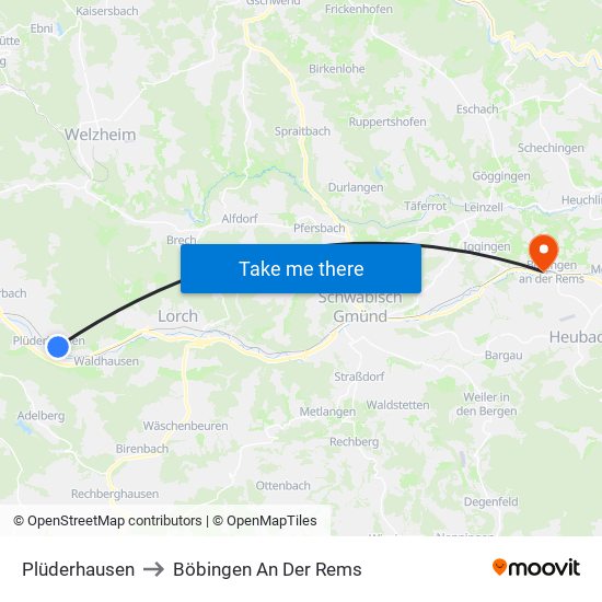 Plüderhausen to Böbingen An Der Rems map