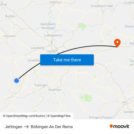 Jettingen to Böbingen An Der Rems map