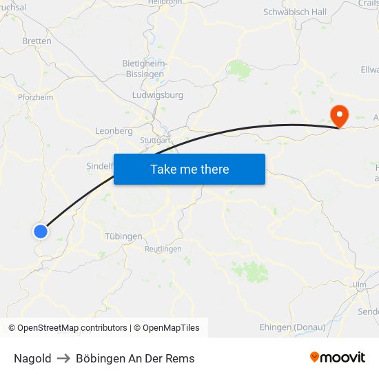 Nagold to Böbingen An Der Rems map