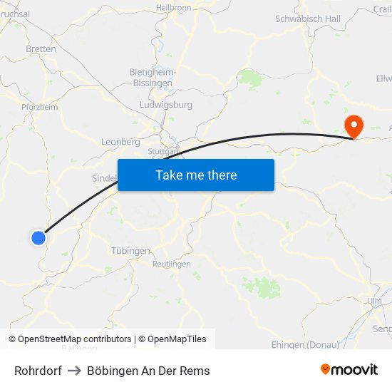 Rohrdorf to Böbingen An Der Rems map