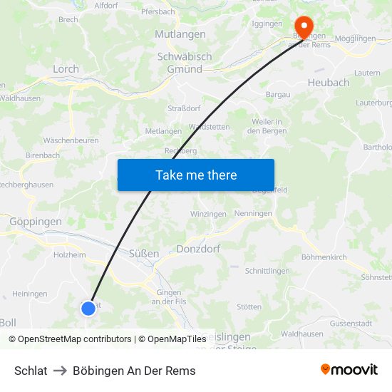 Schlat to Böbingen An Der Rems map