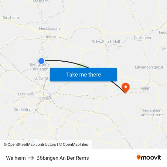 Walheim to Böbingen An Der Rems map