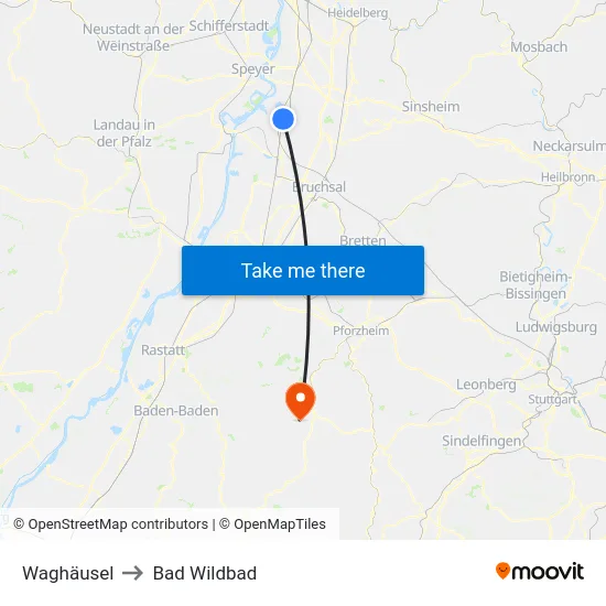 Waghäusel to Bad Wildbad map