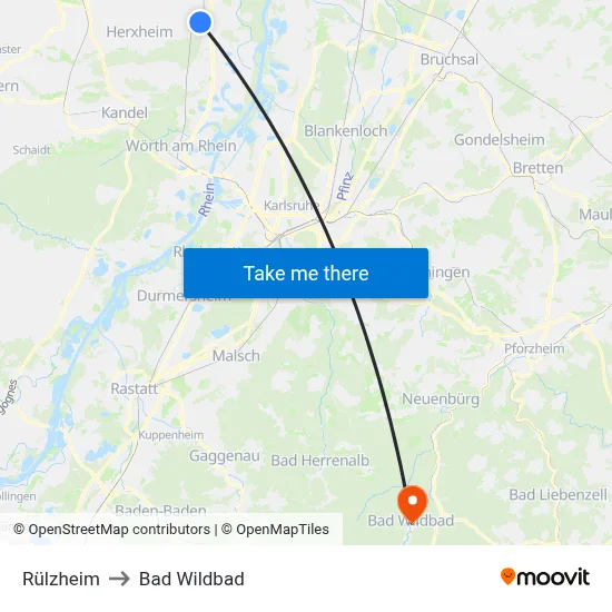 Rülzheim to Bad Wildbad map