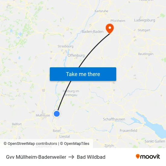 Gvv Müllheim-Badenweiler to Bad Wildbad map