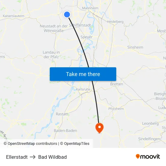 Ellerstadt to Bad Wildbad map