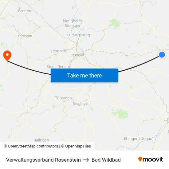 Verwaltungsverband Rosenstein to Bad Wildbad map