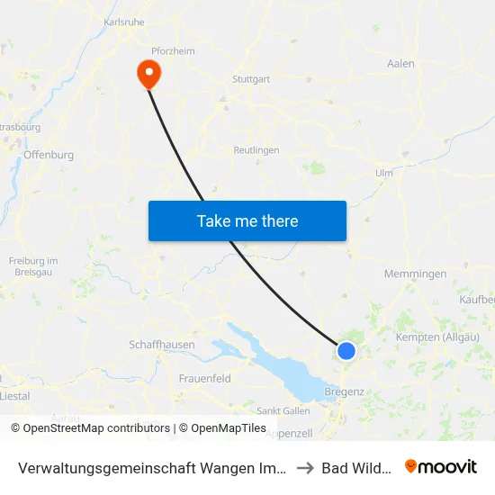 Verwaltungsgemeinschaft Wangen Im Allgäu to Bad Wildbad map