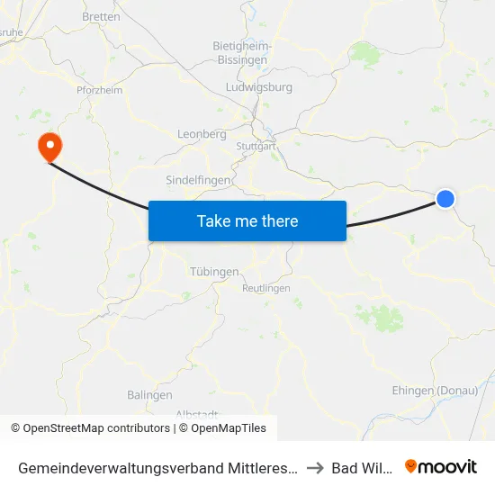 Gemeindeverwaltungsverband Mittleres Fils-Lautertal to Bad Wildbad map