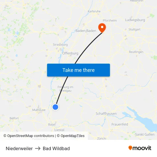 Niederweiler to Bad Wildbad map