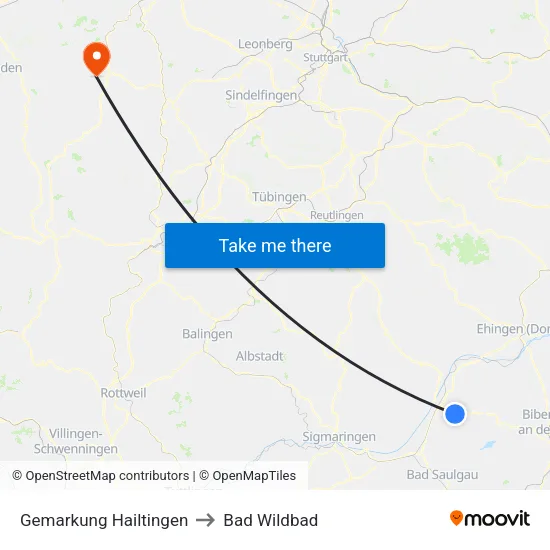 Gemarkung Hailtingen to Bad Wildbad map