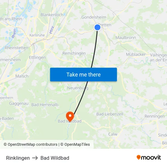 Rinklingen to Bad Wildbad map