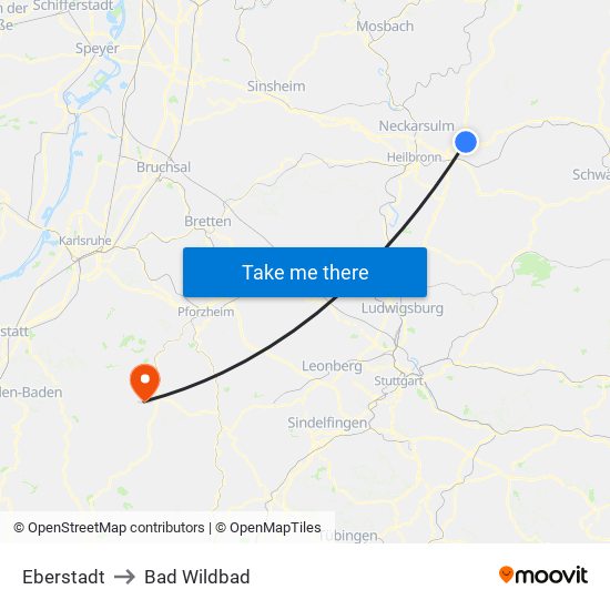 Eberstadt to Bad Wildbad map