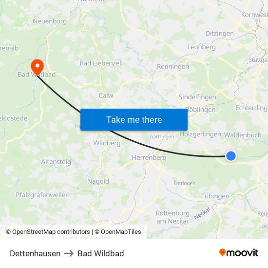 Dettenhausen to Bad Wildbad map