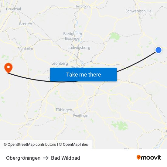Obergröningen to Bad Wildbad map