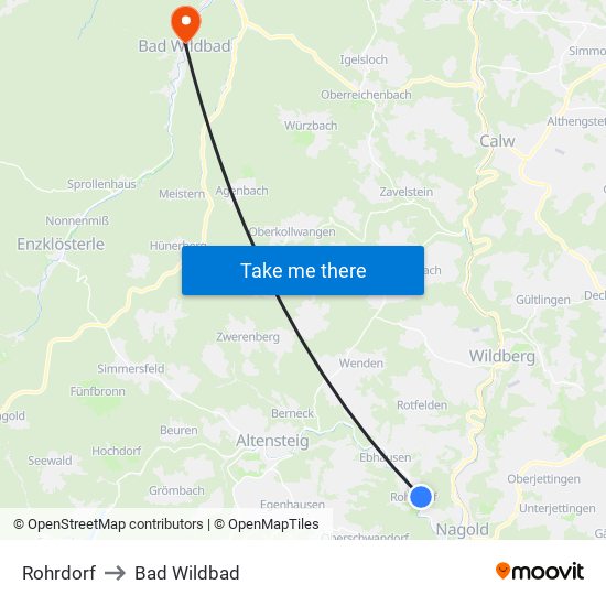 Rohrdorf to Bad Wildbad map