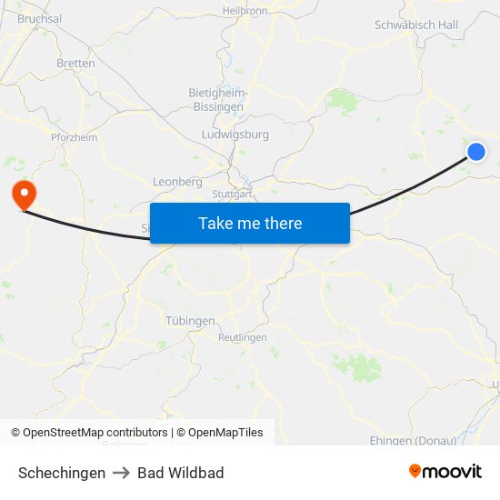 Schechingen to Bad Wildbad map