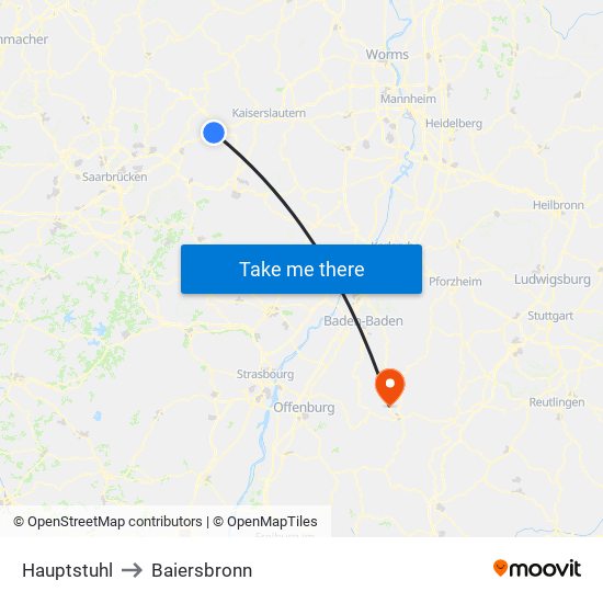 Hauptstuhl to Baiersbronn map