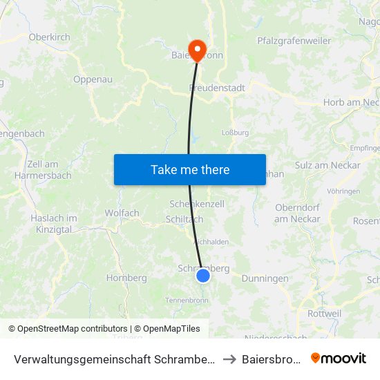 Verwaltungsgemeinschaft Schramberg to Baiersbronn map