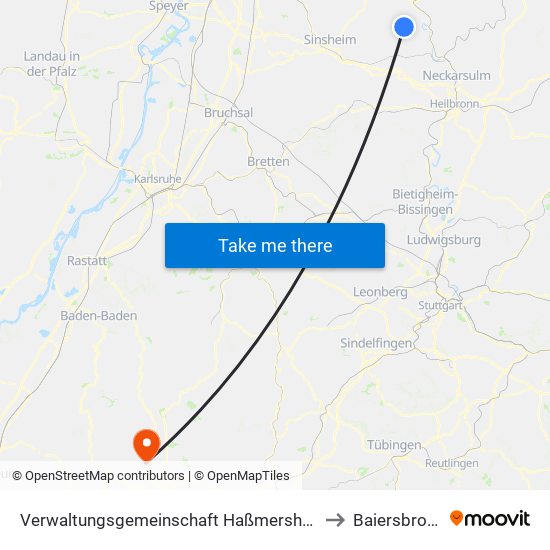 Verwaltungsgemeinschaft Haßmersheim to Baiersbronn map