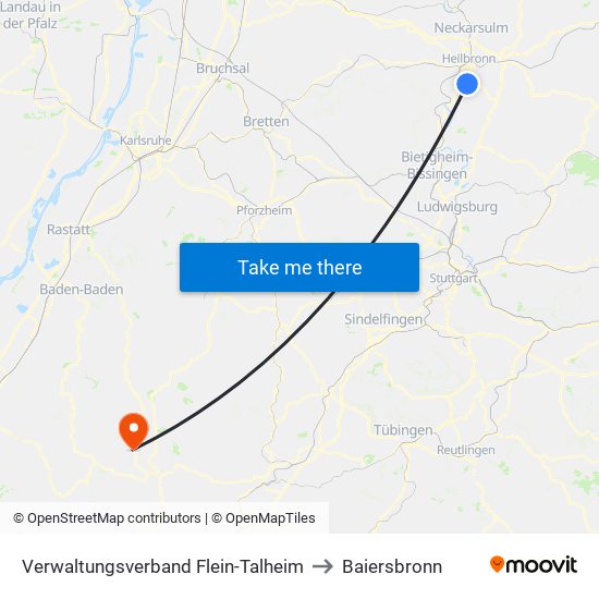 Verwaltungsverband Flein-Talheim to Baiersbronn map