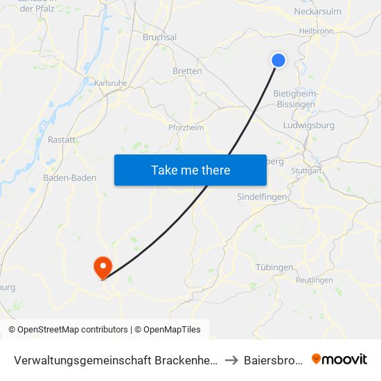 Verwaltungsgemeinschaft Brackenheim to Baiersbronn map