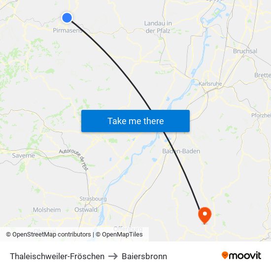 Thaleischweiler-Fröschen to Baiersbronn map