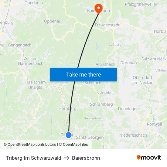 Triberg Im Schwarzwald to Baiersbronn map