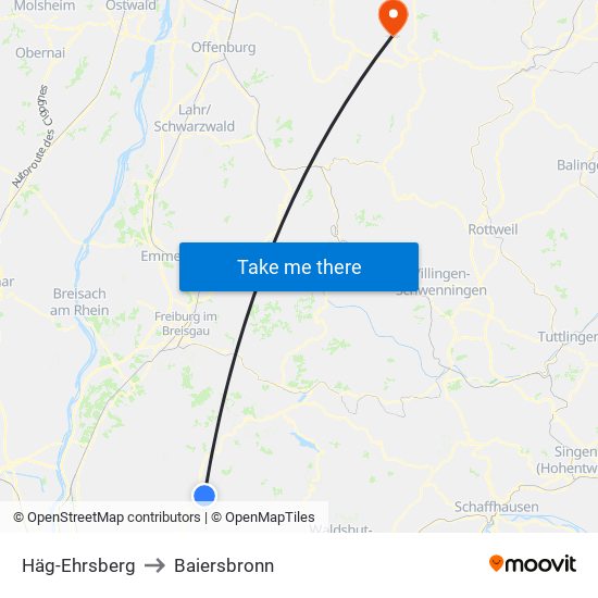 Häg-Ehrsberg to Baiersbronn map