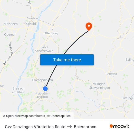 Gvv Denzlingen-Vörstetten-Reute to Baiersbronn map